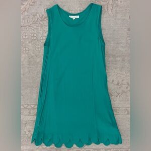 Teal Sleeveless Scalloped Edge Women's A Line Dress, Size Small, GUC